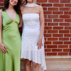 12th tribe strapless lace white asymmetrical dress